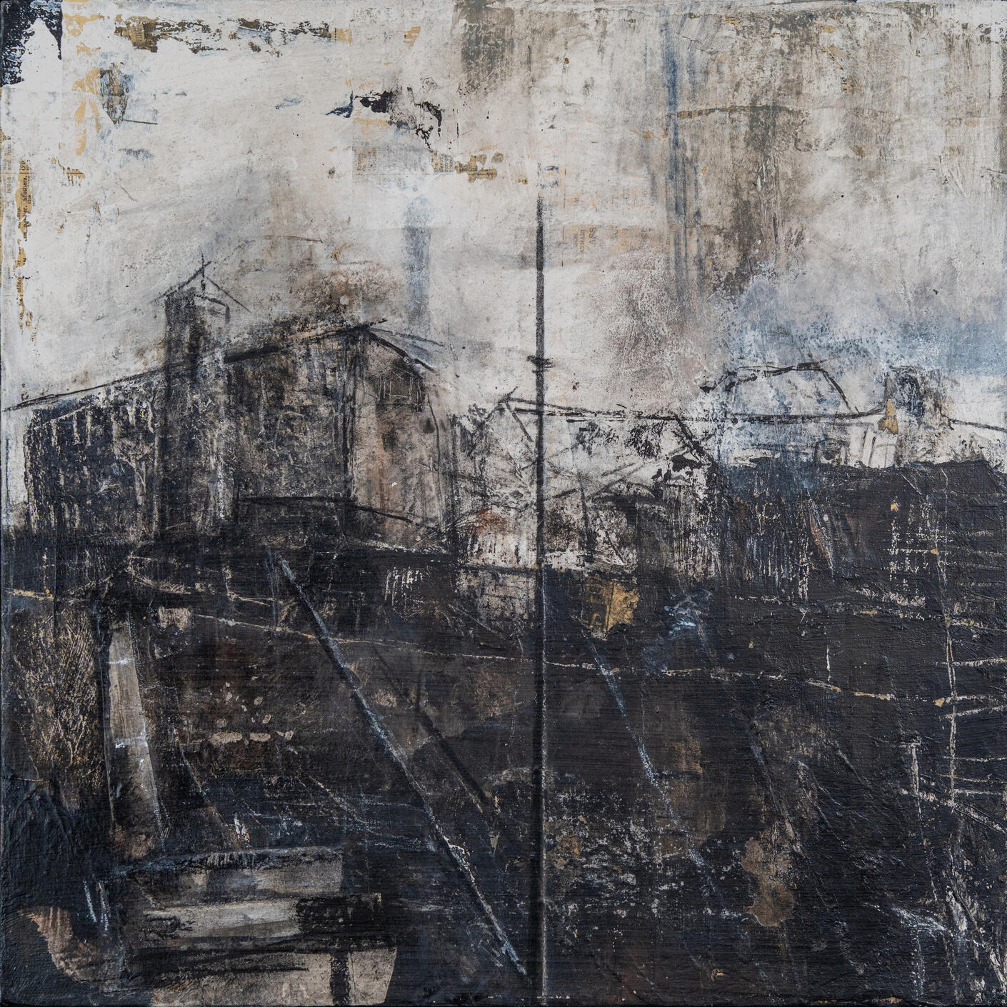 Docked in Cork | Mixed Media on Canvas | 40 X 40 cm