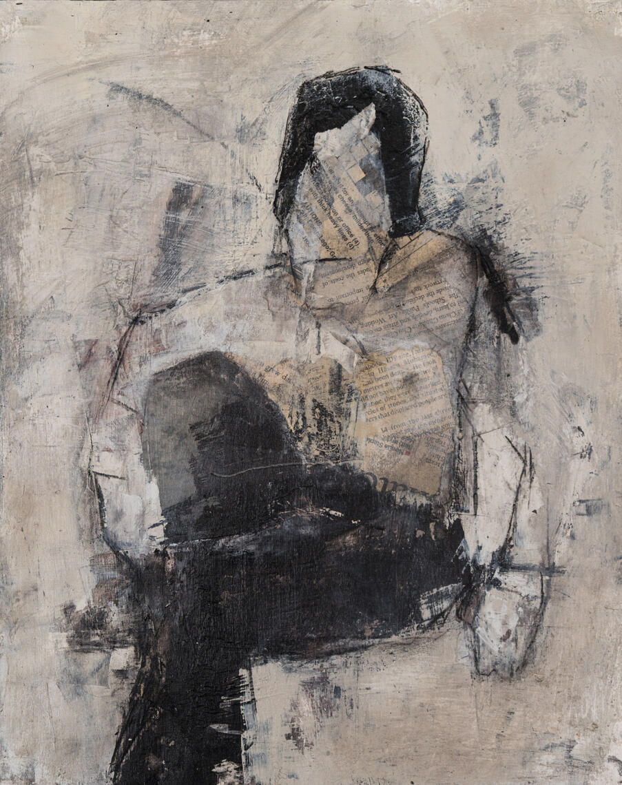 Figure Study ( Newsprint ) | Mixed Media on Paper |
