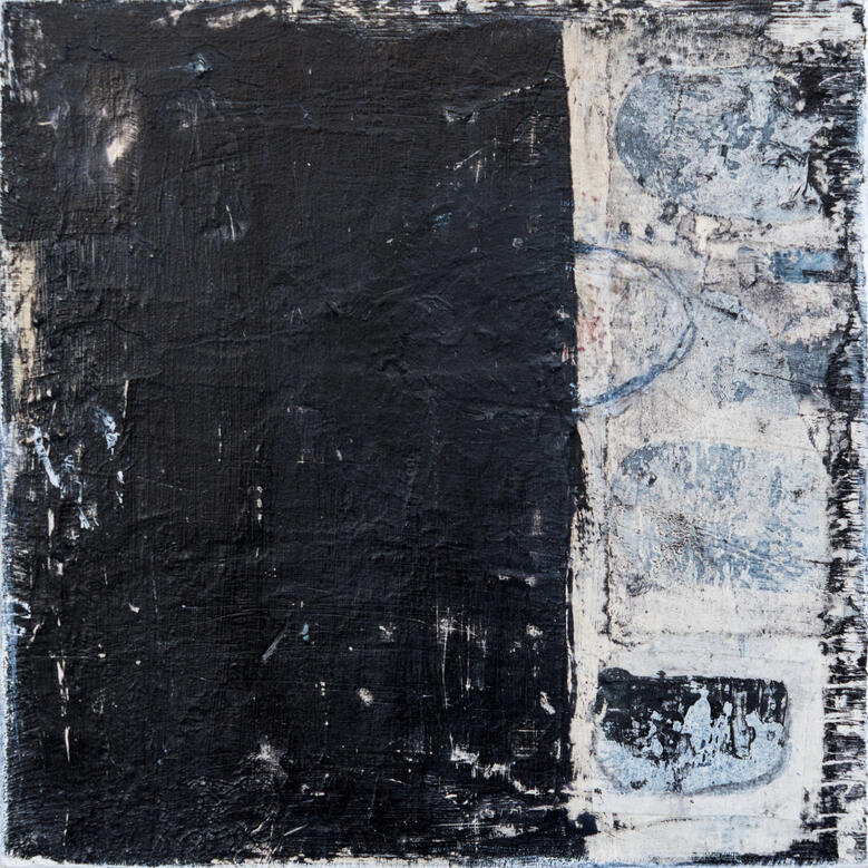 Nine Faces 9. | Mixed Media on Board | 20 X 20/ 5 cm