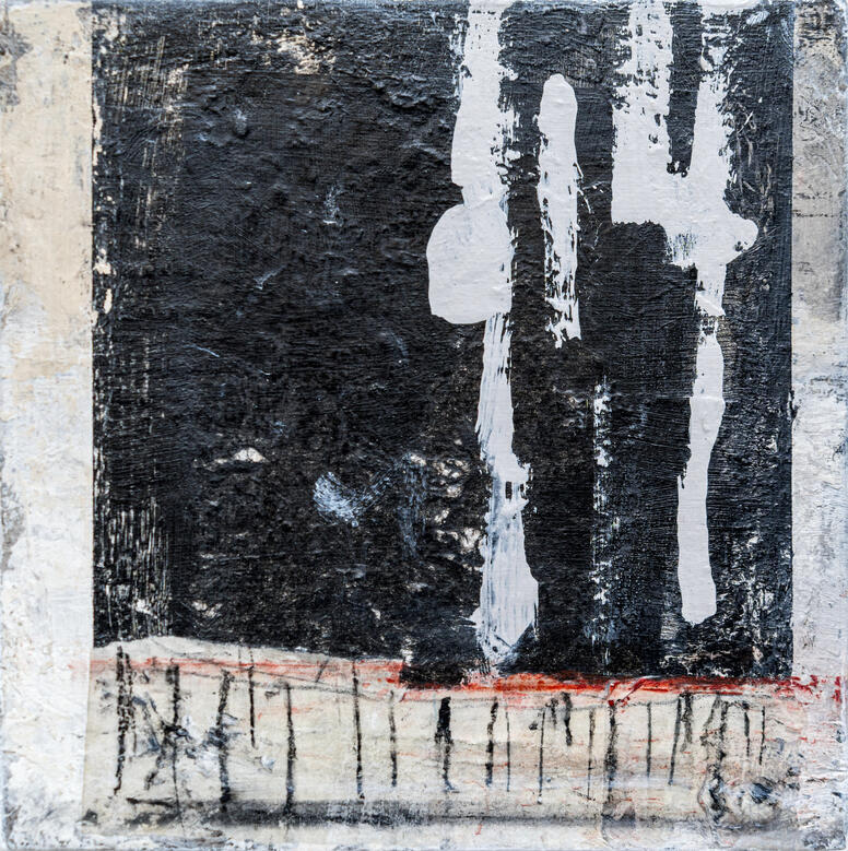 Nine Faces 1. | Mixed Media on Board | 20 X 20/ 5 cm