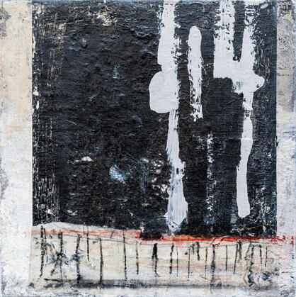 Nine Faces 1. | Mixed Media on Board | 20 X 20/ 5 cm