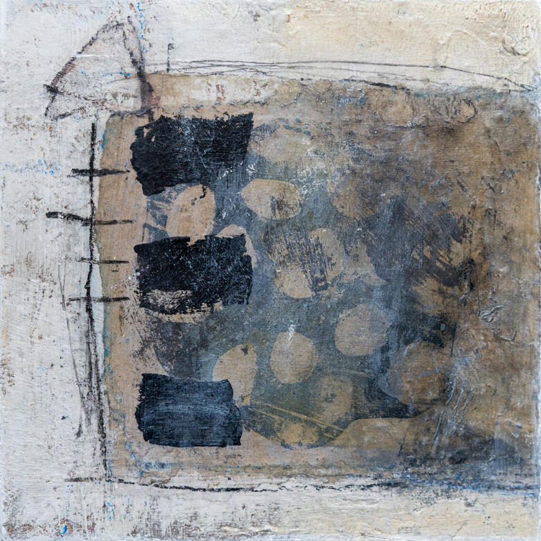 Nine Faces 6. | Mixed Media on Board | 20 X 20/ 5 cm