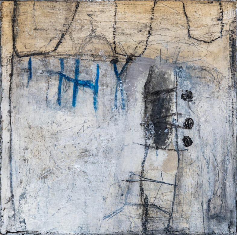 Nine Faces 7. | Mixed Media on Board | 20 X 20/ 5 cm