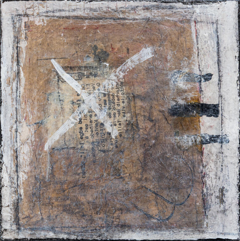 Nine Faces 8. | Mixed Media on Board | 20 X 20/ 5 cm