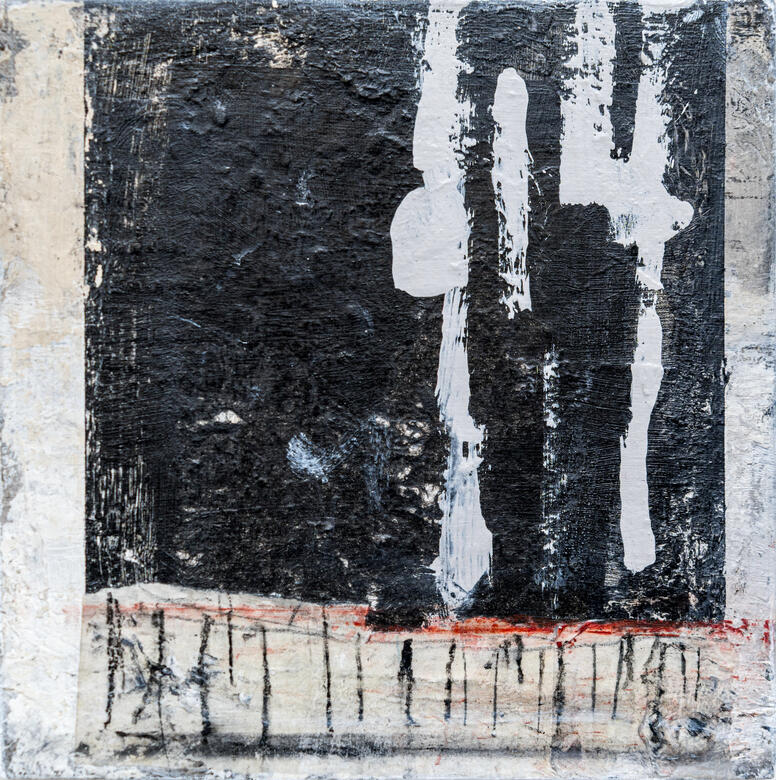 Nine Faces 1. | Mixed Media on Board | 20 X 20/ 5 cm