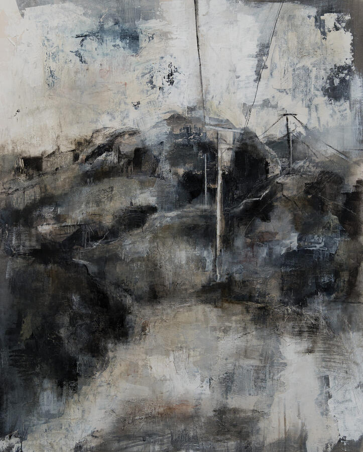 Between Hills and Wire Mixed media on canvas 65 × 85 cm €1,900 Studio Price €1,140